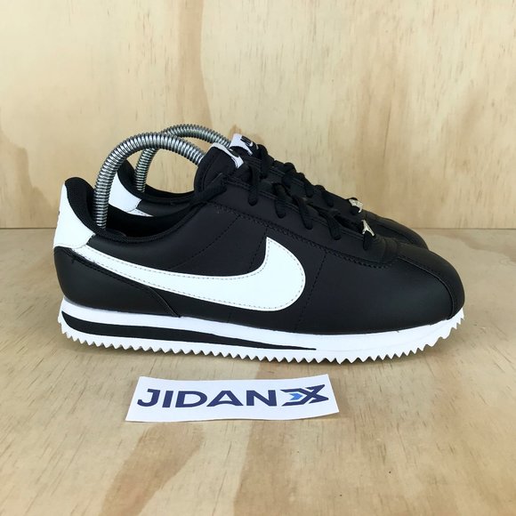 nike cortez basic leather black white